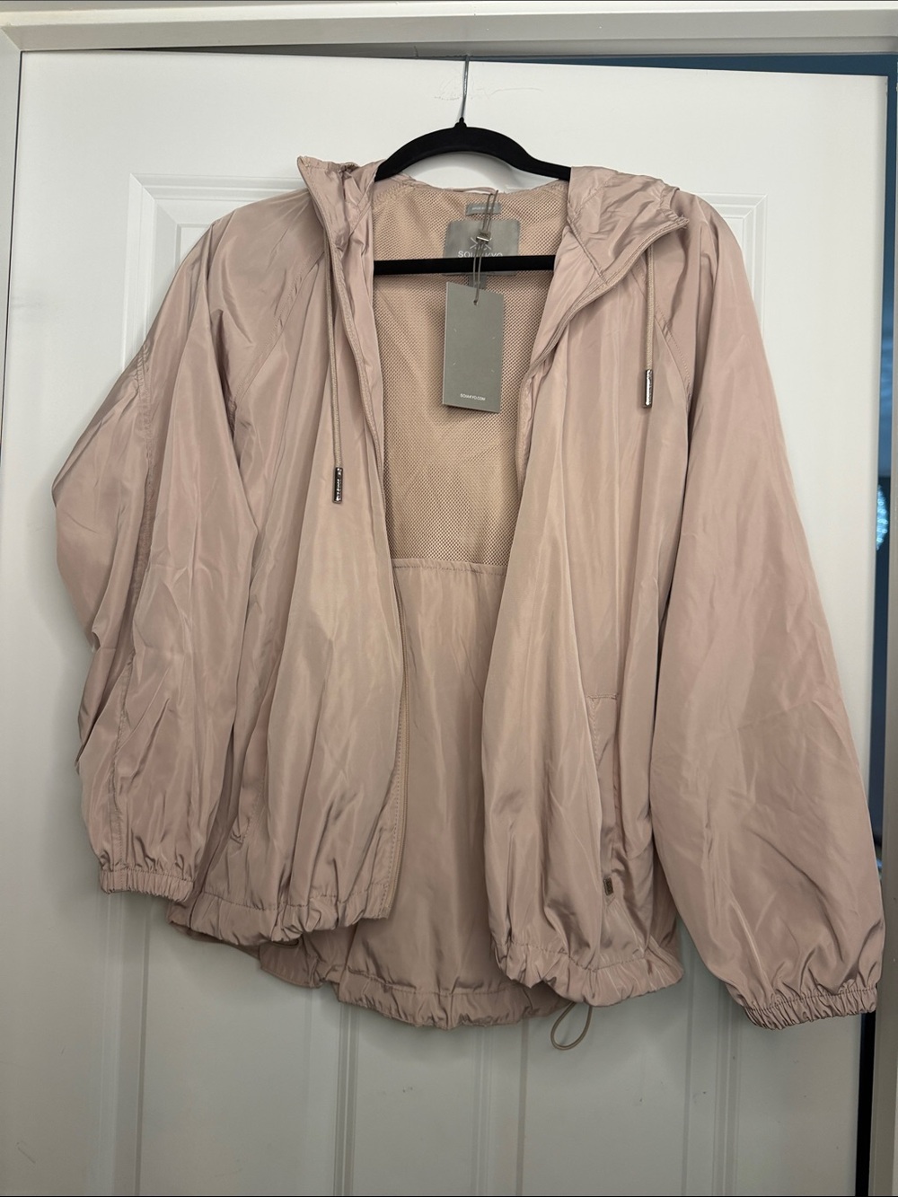 Light Pink Hooded Windbreaker Jacket - Women's